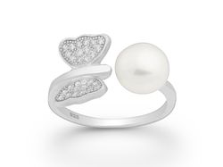 Prsten Motýl s perlou stříbro 925