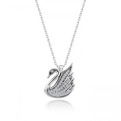 OLIVIE Stříbrný náhrdelník LABUŤ Swarovski 370