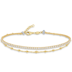 MINET Elegantní zlatý náramek s kuličkou a bílým zirkonem Au 585/1000