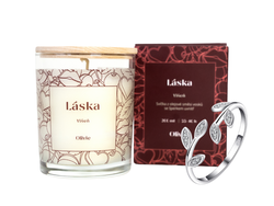 Svíčka a šperk Láska s nastavitelným prstenem VĚTVIČKA 9990