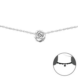 OLIVIE CHOKER řetízek STŘÍBRNÁ RŮŽE 272