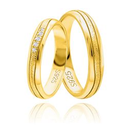 OLIVIE Snubní stříbrný prsten HARMONY GOLD 5924 