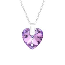 Náhrdelník Srdce Crystal purple stříbro 925 2963