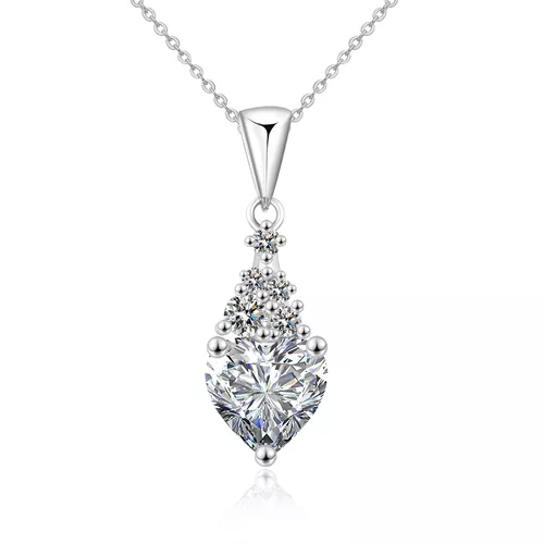 Stříbrný náhrdelník 1ct MOISSANITE SRDCE 9827