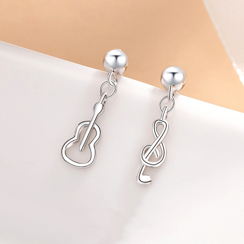 Stříbrné náušnice KYTARA a NOTA 9968