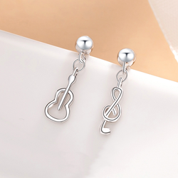 Stříbrné náušnice KYTARA a NOTA 9968