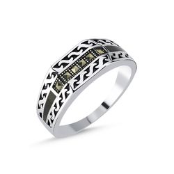 OLIVIE Pánský stříbrný prsten MARKAZIT 8207 