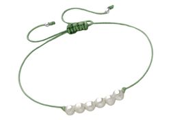 Náramek Fresh Pearls green & šňůrka 1820