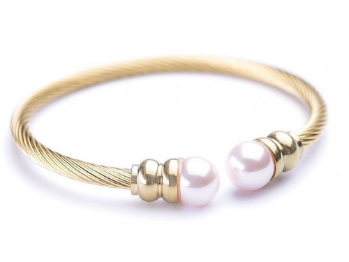 Náramek chirurgická ocel Pink pearl gold 550