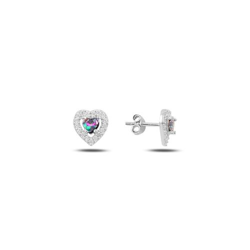 OLIVIE Stříbrné náušnice SRDCE MYSTIC TOPAZ 436