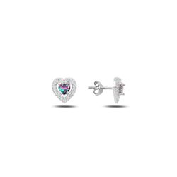 OLIVIE Stříbrné náušnice SRDCE MYSTIC TOPAZ 436