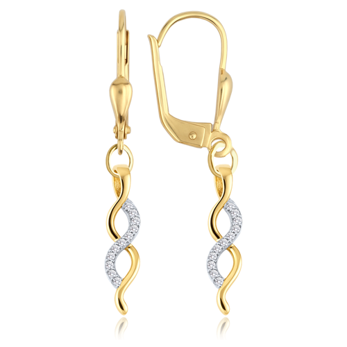 MINET Elegantní zlaté náušnice s bílými zirkony Au 585/1000