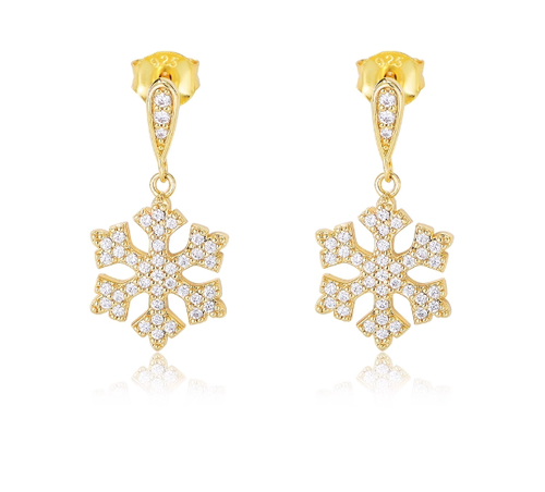 Stříbrné náušnice SNĚHOVÁ VLOČKA GOLD 9283