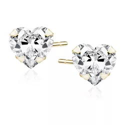 Stříbrné náušnice 5 mm SRDCE GOLD 9517