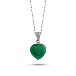 OLIVIE Stříbrný náhrdelník SRDCE GREEN 189