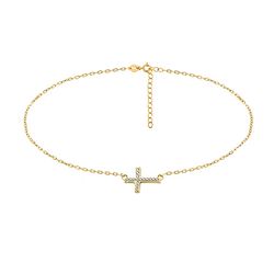 OLIVIE CHOKER stříbrný řetízek KŘÍŽEK GOLD 365