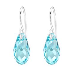 Náušnice Slza Swarovski Crystals blue stříbro 925 1958