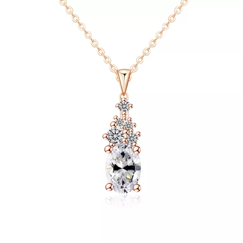 Stříbrný náhrdelník 1ct MOISSANITE ROSE 9825
