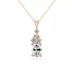 Stříbrný náhrdelník 1ct MOISSANITE ROSE 9825