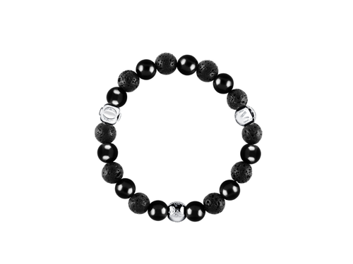 TERRA náramek ONYX & LÁVA SILVER 10040