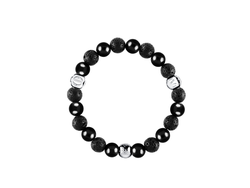 TERRA náramek ONYX & LÁVA SILVER 10040
