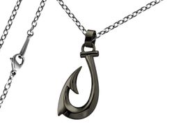 Pánský náhrdelník Rybářský háček černý Typ řetízku: Řetízek chirurgická ocel 55 cm x 0,25 cm 2652/RET