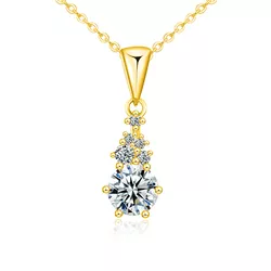 Stříbrný náhrdelník 1ct MOISSANITE GOLD 9831
