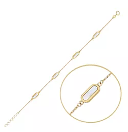 MINET Elegantní zlatý náramek s bílou perletí Au 585/1000