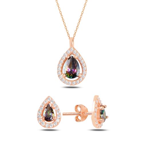 OLIVIE Stříbrná souprava MYSTIC TOPAZ ROSE 573