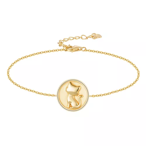 Stříbrný náramek KOČKA GOLD 9691