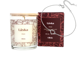 Svíčka a šperk - se stříbrným náramkem SRDÍČKO 9991