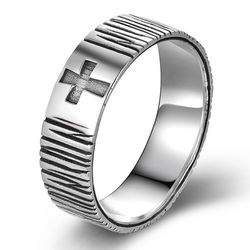 OLIVIE Pánský stříbrný prsten KŘÍŽ 5880 