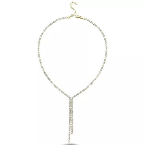 Stříbrný tenisový náhrdelník GOLD 9544