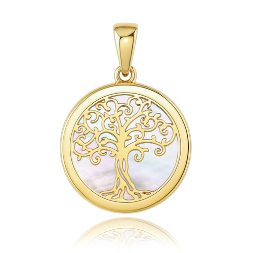 MINET Zlatý přívěs strom života s bílou perletí Au 585/1000