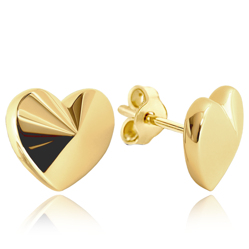 MINET Decentní zlaté náušnice s motivem srdcí Au 585/1000