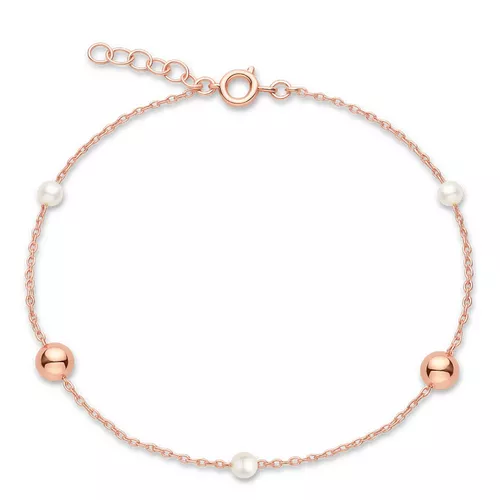 MINET Zlatý náramek z růžového zlata s kuličkami a perlami Au 585/1000