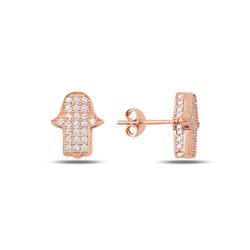 OLIVIE Stříbrné náušnice HAMSA ROSE 387