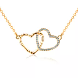 Stříbrný náhrdelník ROSE MOISSANITE DVĚ SRDCE 9808