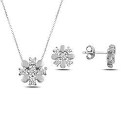 OLIVIE Květinová sada stříbrných šperků 370