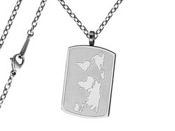 Pánský náhrdelník Známka s mapou Typ řetízku: Řetízek chirurgická ocel 55 cm x 0,2 cm 2637/RET