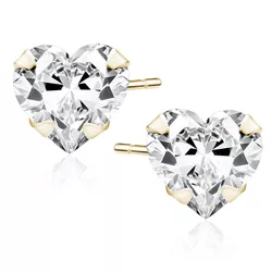 Stříbrné náušnice 6 mm SRDCE GOLD 9518