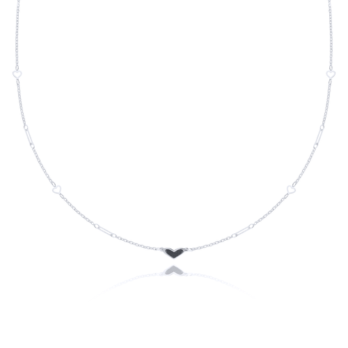 Náhrdelník z bílého zlata SRDCE ONYX Au 585/1000