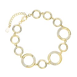 OLIVIE Stříbrný náramek KRUHY GOLD 745