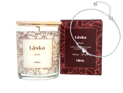 Svíčka Láska se stříbrným náramkem OKŘÍDLENÉ SRDCE 9994
