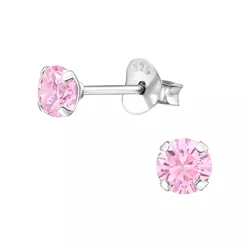 Stříbrné 4mm náušnice PINK 9845