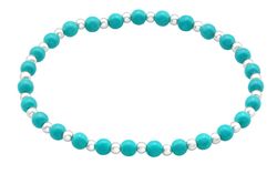 Náramek Turquoise & stříbrné kuličky korálkový 2966