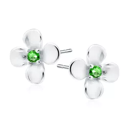 Stříbrné náušnice KVÍTEK GREEN 9508