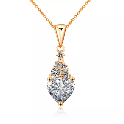 Stříbrný náhrdelník 1ct MOISSANITE SRDCE ROSE 9829