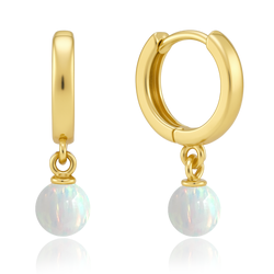 MINET Elegantní zlaté náušnice s bílým opálem Au 585/1000