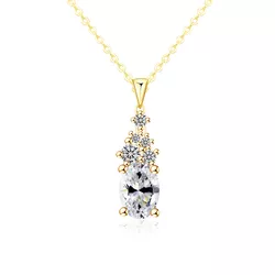 Stříbrný náhrdelník 1ct MOISSANITE GOLD 9824